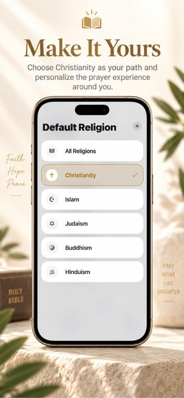 Pray Pages on iPhone with Christianity selected as the default tradition