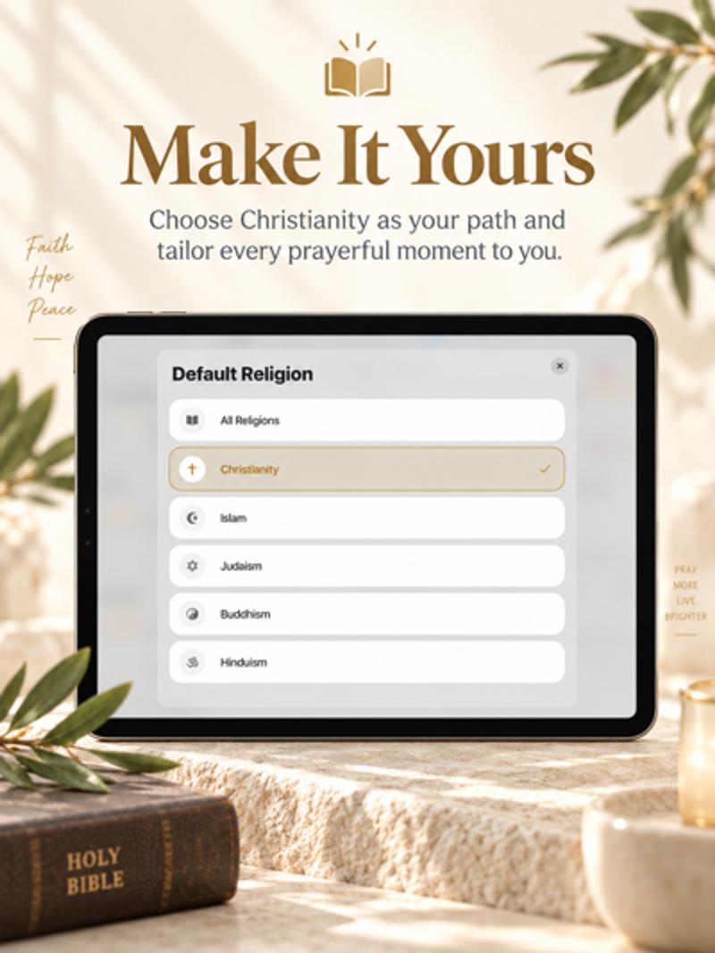 Pray Pages on iPad with Christianity selected as the default tradition