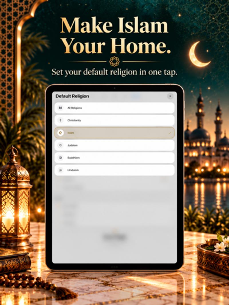 Pray Pages on iPad with Islam selected as the default tradition